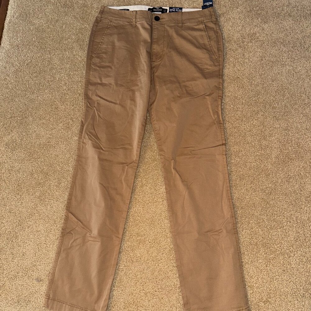 HOLLISTER MENS EPIC FLEX NWT 32x32 SLIM STRAIGHT CHINO KHAKI